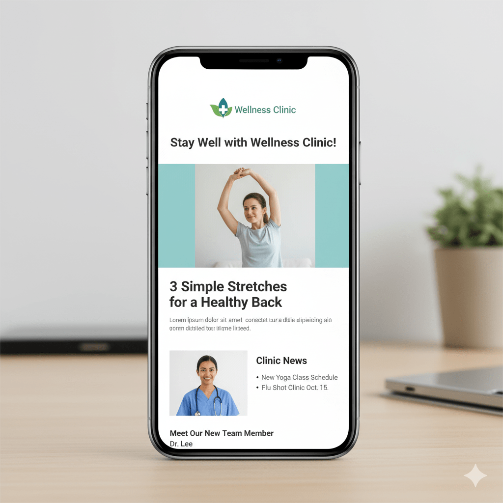 Example of a healthcare newsletter, a key tool in patient retention strategies for building loyalty and engagement.