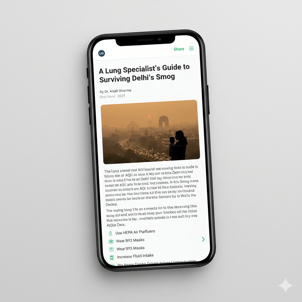 healthcare marketing A blog post about protecting lungs from Delhi's smog, an example of strategic content marketing for clinics.